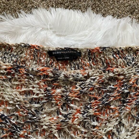 BCBGMAXAZRIA Slouchy Fringe Stretchy Sweater Knit Pullover Womens Size Large - Picture 8 of 10